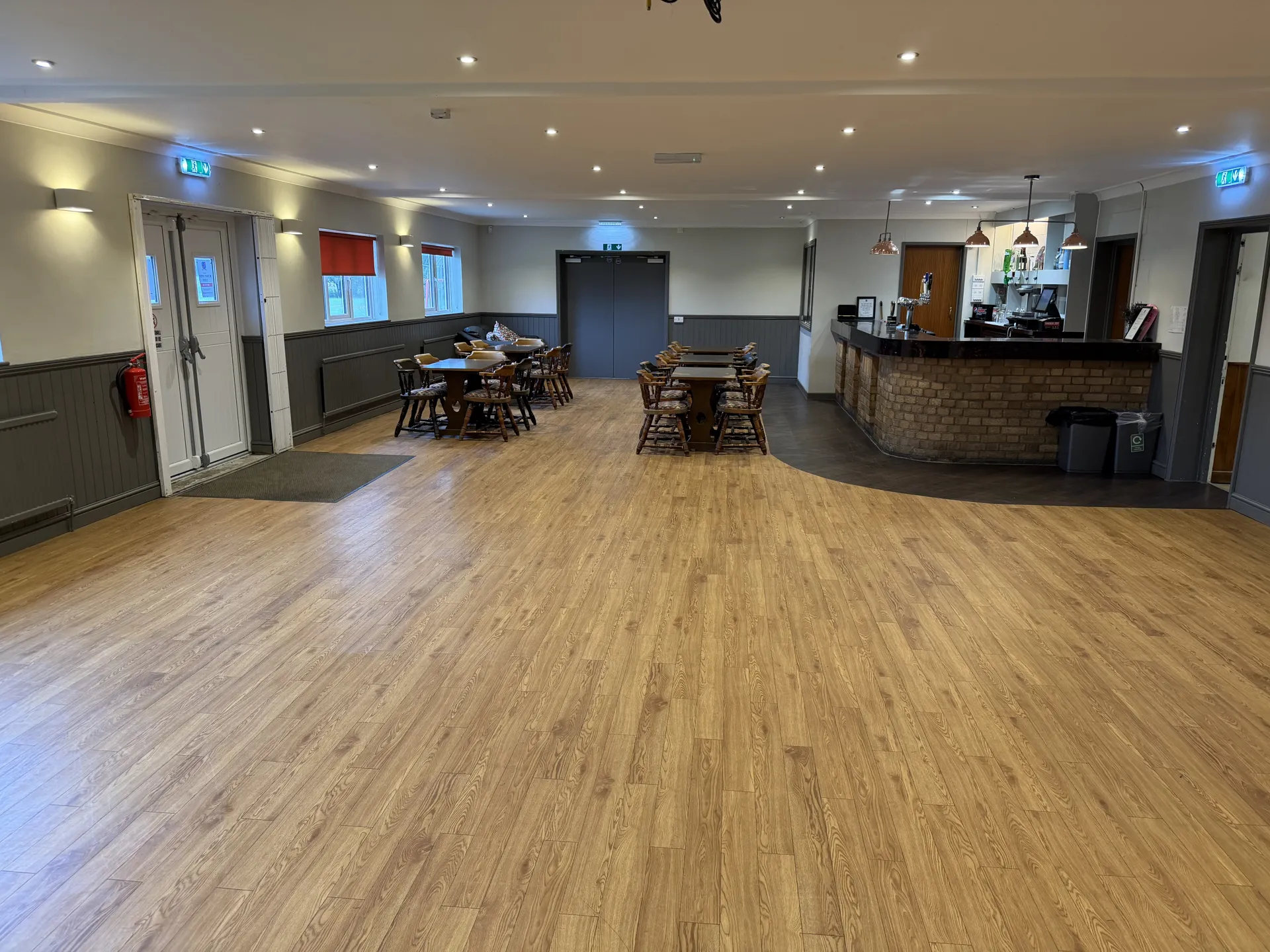 The function room, with its dance floor and bar