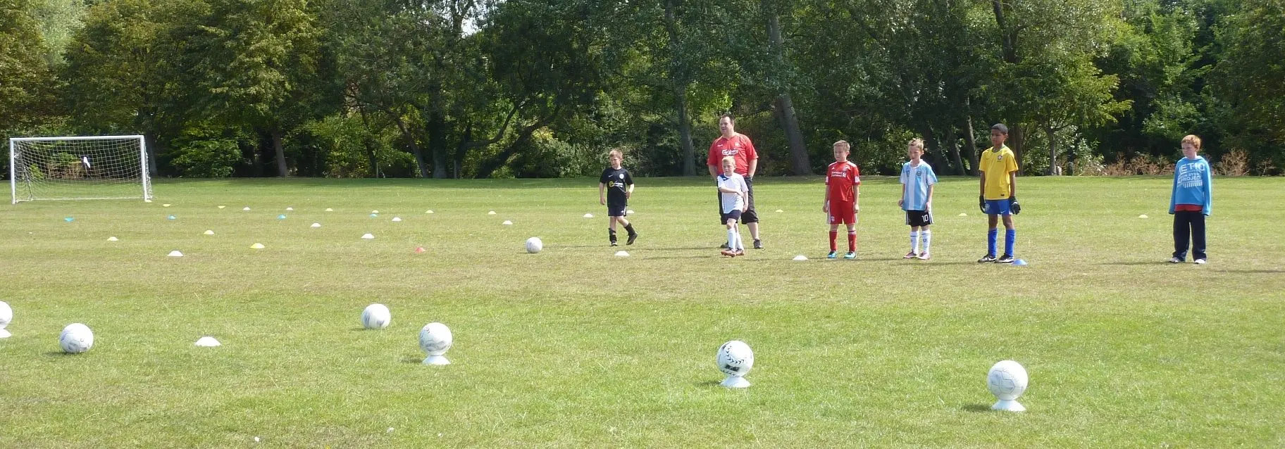 Junior football coaching session