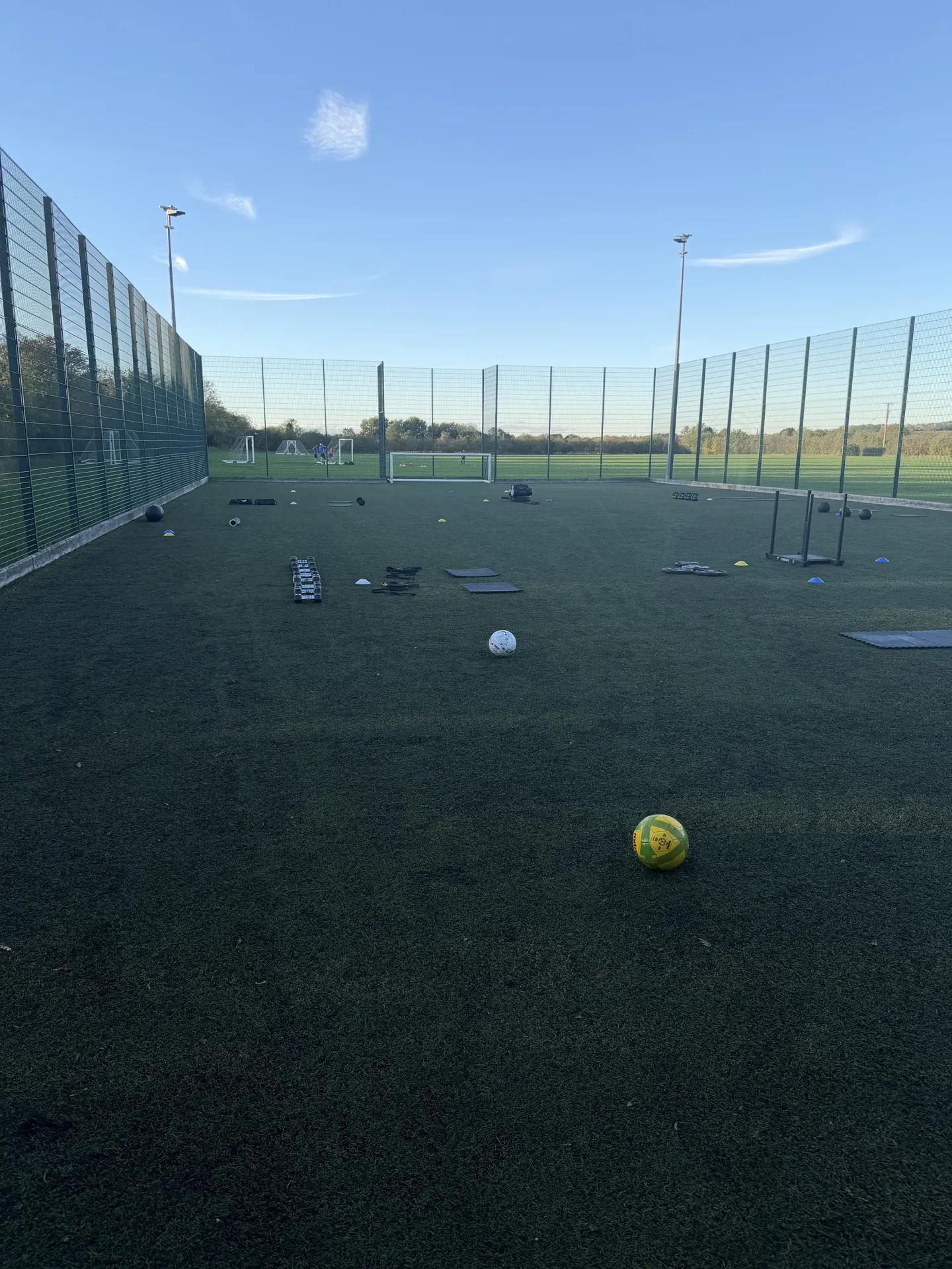 The MUGA's 3G surface and floodlights