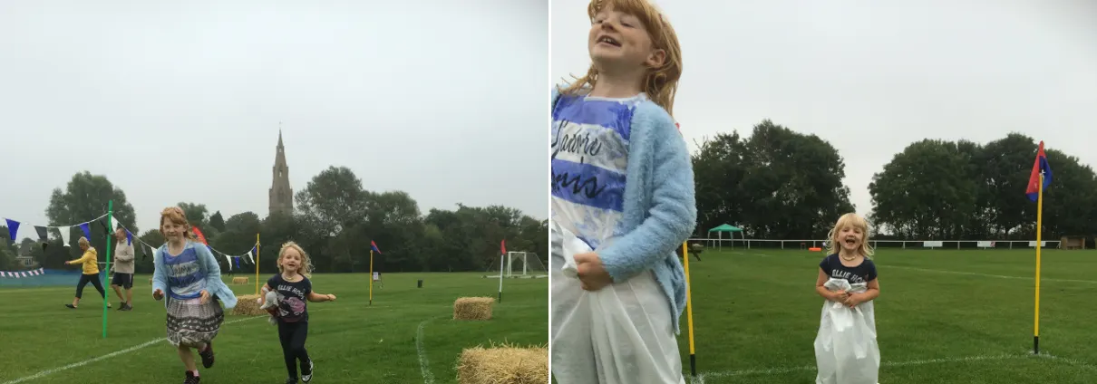 Runners on the field during a fun day